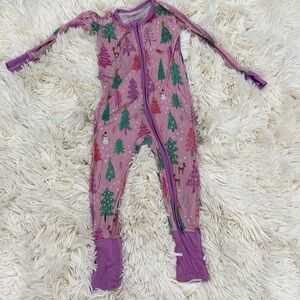 Little Sleepies Purple and Green Forest Print Footie